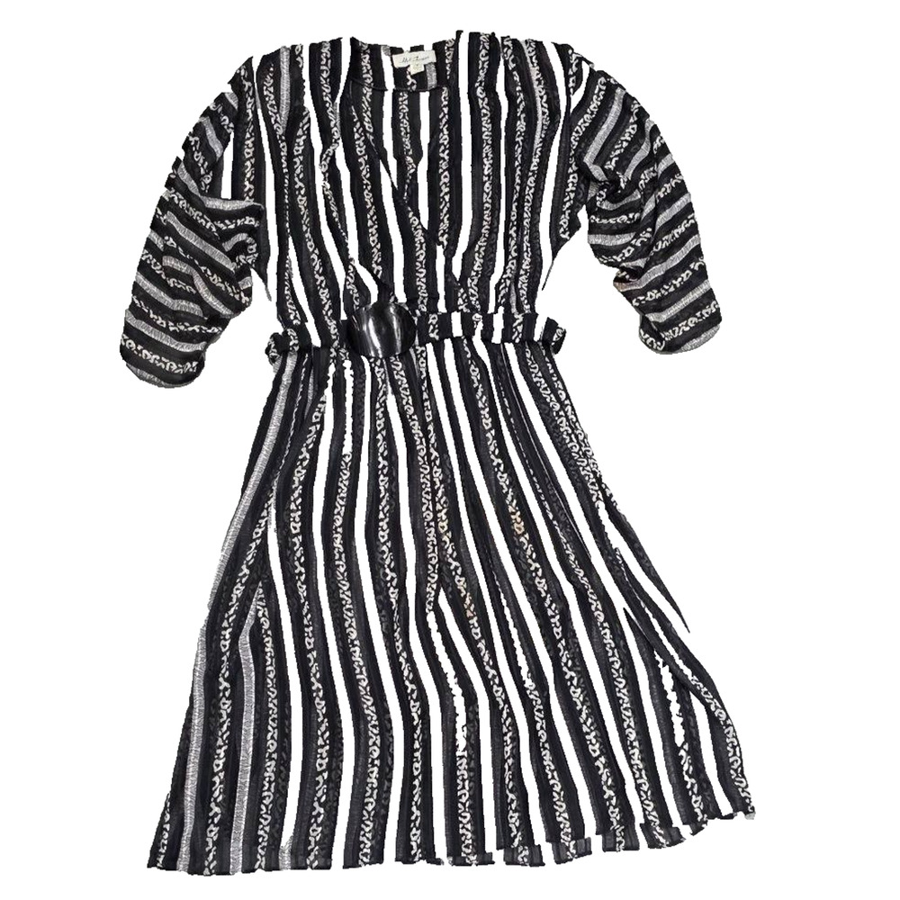 Hal Ferman Striped Dress with With Tie Belt v-neck light multi Sz 16 A004773